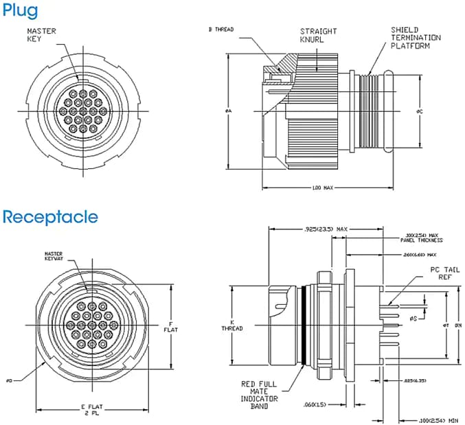Mechanical Drawing - Cinch Mil/Aero MD801 Circular Connectors Mechanical Drawing - Cinch Mil/Aero MD801 Circular Connectors