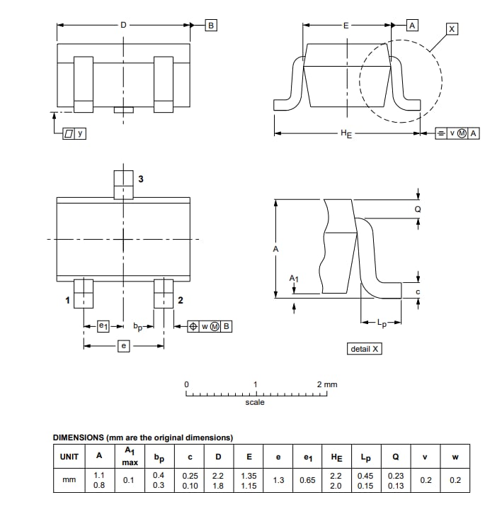 Mechanical Drawing - Nexperia SOT323 Surface-Mounted Package Products