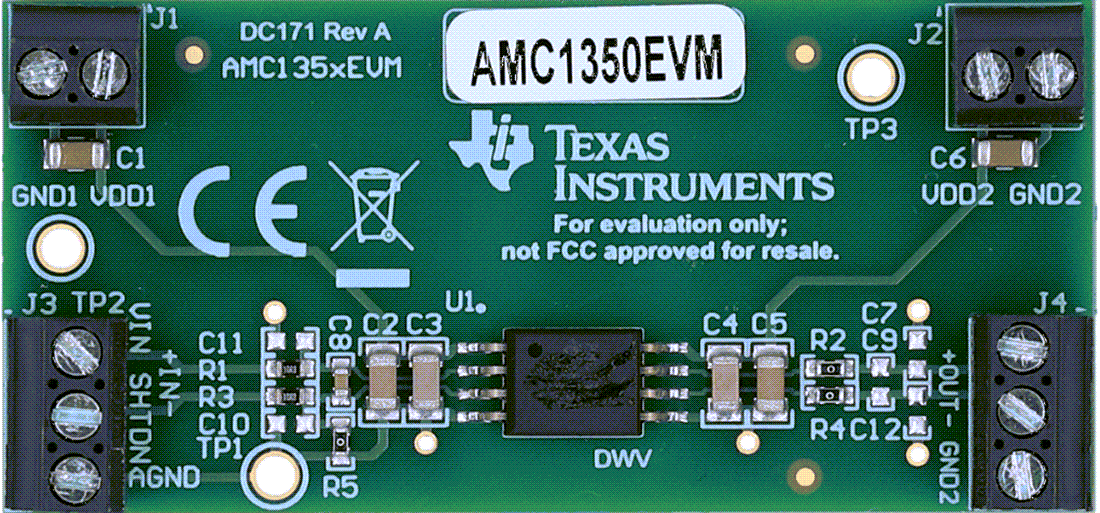 Mechanical Drawing - Texas Instruments AMC1350EVM/AMC1351EVM Evaluation Modules Mechanical Drawing - Texas Instruments AMC1350EVM/AMC1351EVM Evaluation Modules