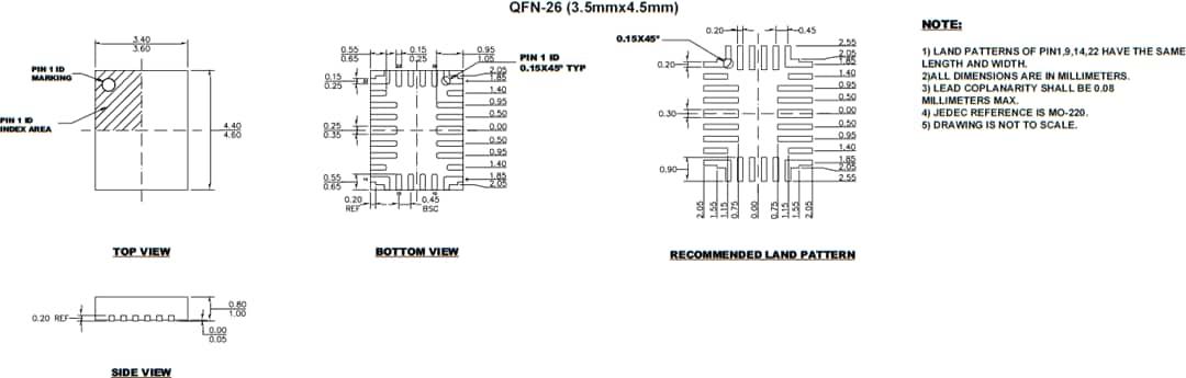 Mechanical Drawing - Monolithic Power Systems (MPS) MP5424 Power Management Integrated Circuit (PMIC)