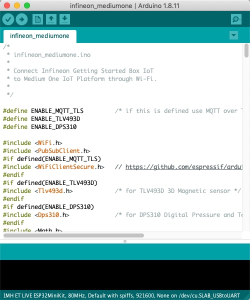 After Opening the infineon_mediumone Project in Arduino IDE