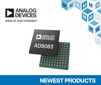 Mouser Now Shipping Analog Devices AD9083 ADC for mmWave Imaging and Phased Array Radar Applications
